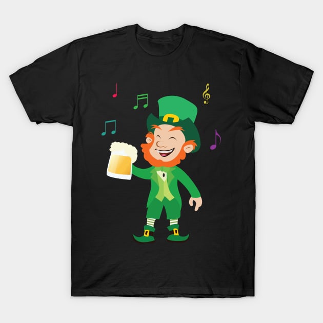 Funny Music Lover Irish Leprechaun Drink Shamrock Beer Gift T-Shirt by Blink_Imprints10